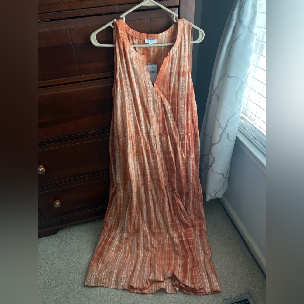 J.Jill Tangerine Tie-Dye Dress, Large, Never Worn with tags still on